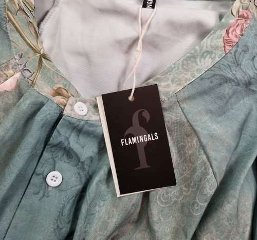 NEW FLAMINGALS Button Up Shirt Women’s Large L Floral ¾ Sleeve Stretch Spring - Picture 8 of 13