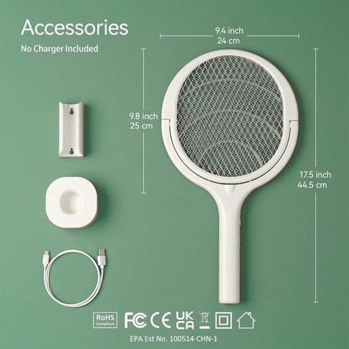 5in1Bug Zapper Racket USB-C Fly Zapper Rechargeable Electric Insect Pest Swatter - Picture 15 of 15