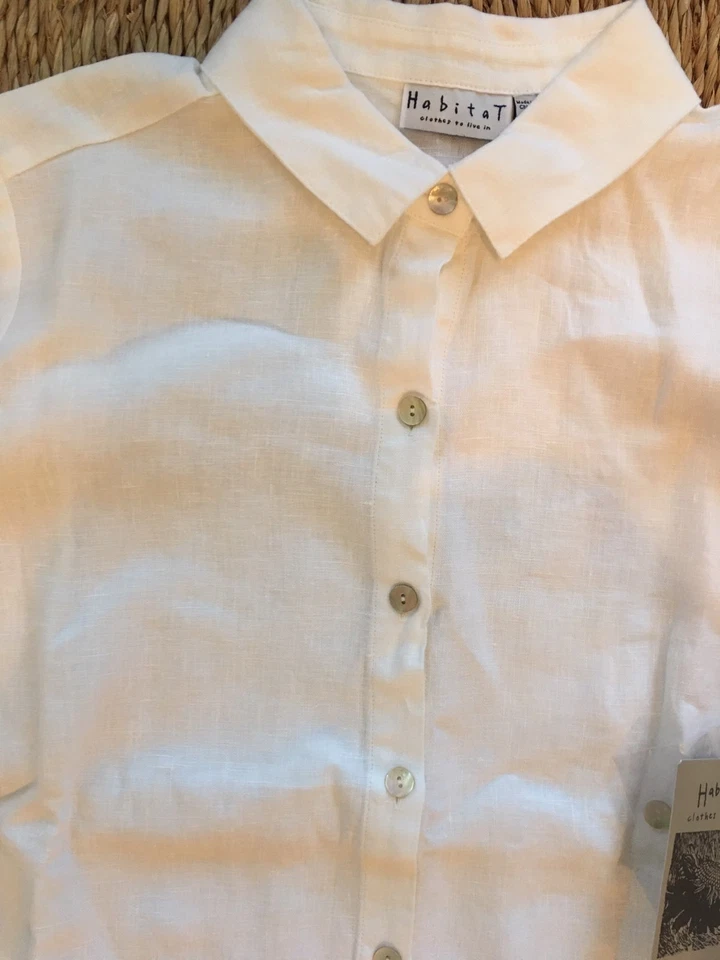 Camisa túnica Habitat-lino blanco.Talla XL Foto 2 de 3