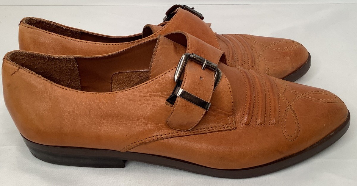 Vintage L.J. Simone New York Shoes Size 7 1/12 Brown Amber Leather