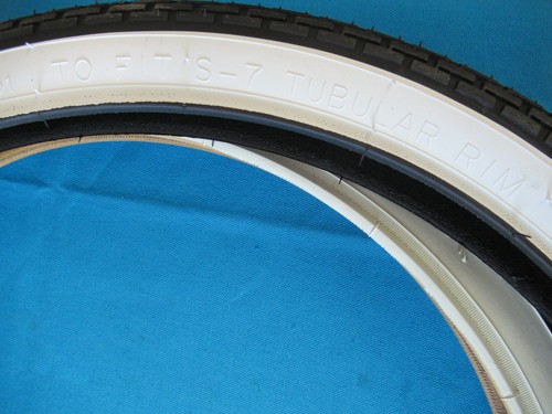 Schwinn 20" Bicycle Stingray Rear Slick White & Front White Wall Tires Pair -New - Picture 11 of 13