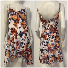 COVERI FACTORY Vestito abito bianco fantasia floreale arancione blu Tg 44