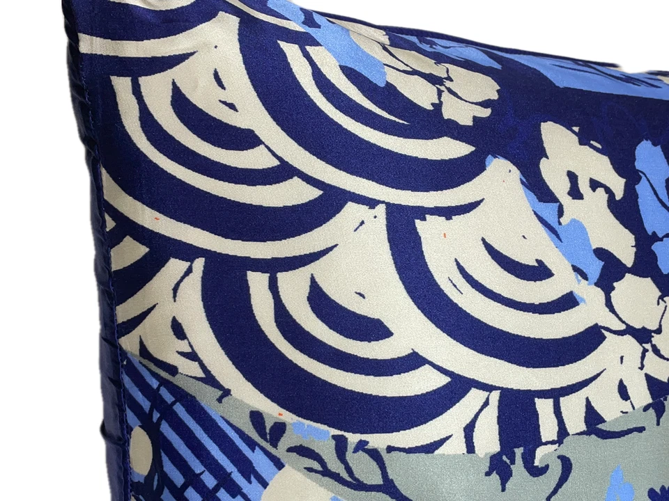 Surya Silk Pillow Abstract Design 95% Feather 5% Down Insert 18" x 18" Blue Gray - Image 4 of 4