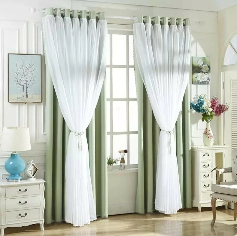 2pc Sage Green Bedroom Living Room Blackout Curtains W Voile