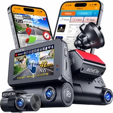 ROVE R3 Touch Screen 3 Channel Dash Cam and ROVE R3 Ultimate Hard Wire Kit Bu...