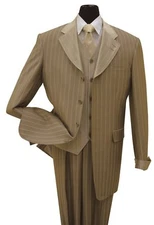 Men's 3 piece Luxurious Classic Gangster Pinstripe Wool Feel Suit  sty-2911V