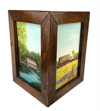Square Open Top Box Wood Frame Planter Cover with 4 Original Paintings