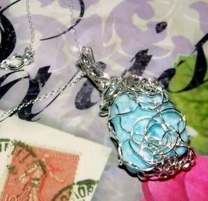AWESOME-HAND-CRAFTED-SILVER-WIRE-WRAPPED-LARIMAR-CRYSTAL-PENDANT-1-3-4-INCHES
