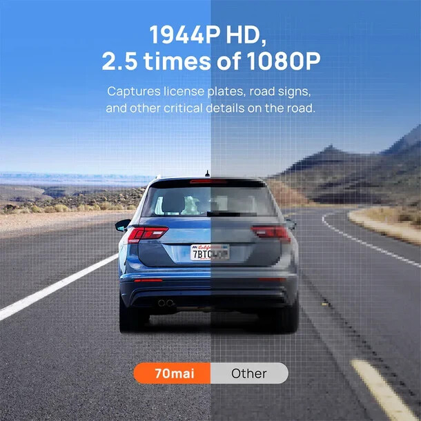 70mai A500S Dash Cam Set 1944P Front & Rear GPS CPL 128GB