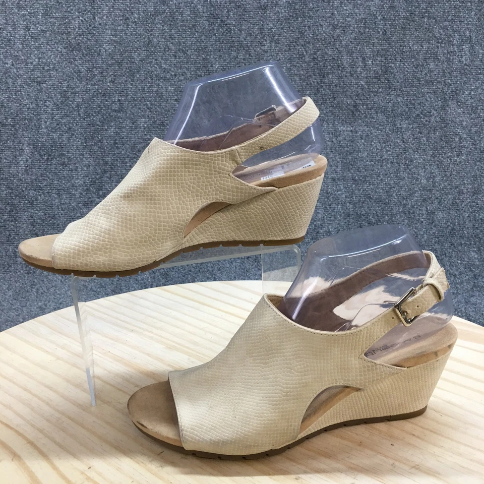 Salto Bandolino Feminino 8,5 M Galatee Biqueira Aberta Cunha Couro Bege - Imagem 2 de 4