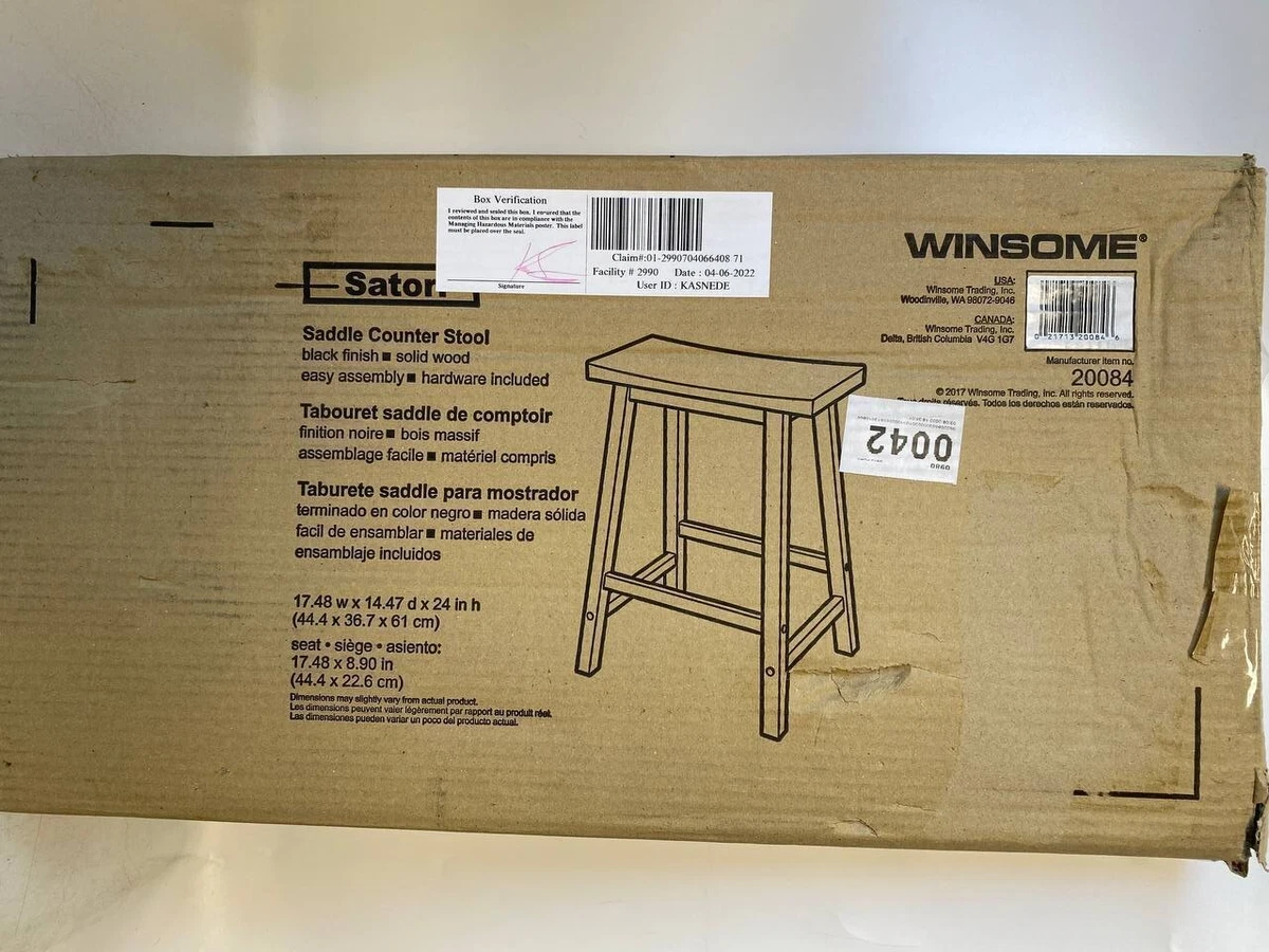 Winsome Wood Satori Saddle Seat Counter Stool Black Finish 8T2