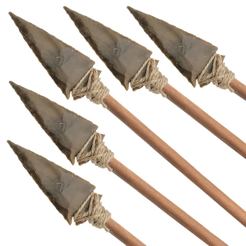 Set of 5 Flint Agate 3 Inch Arrowheads | Pre-Historic Era Medieval Mosaic Themed - Image 3 of 4