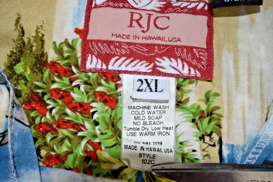 Camisa Hawaiana De Colección Talla 2XL 80s RJC Hélice Aviones Sobre Islas Hecha en EE. UU. Foto 3 de 4