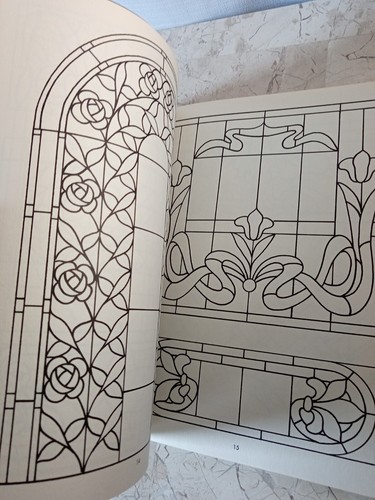 Stained Glass Pattern Book VTG 1976 Dover Ed Sibbett 88 Designs Coloring Art NOS - Picture 11 of 11