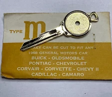 Vintage General Motors UNCUT Key Type M Chevy Buick Cadillac Corvette Camero