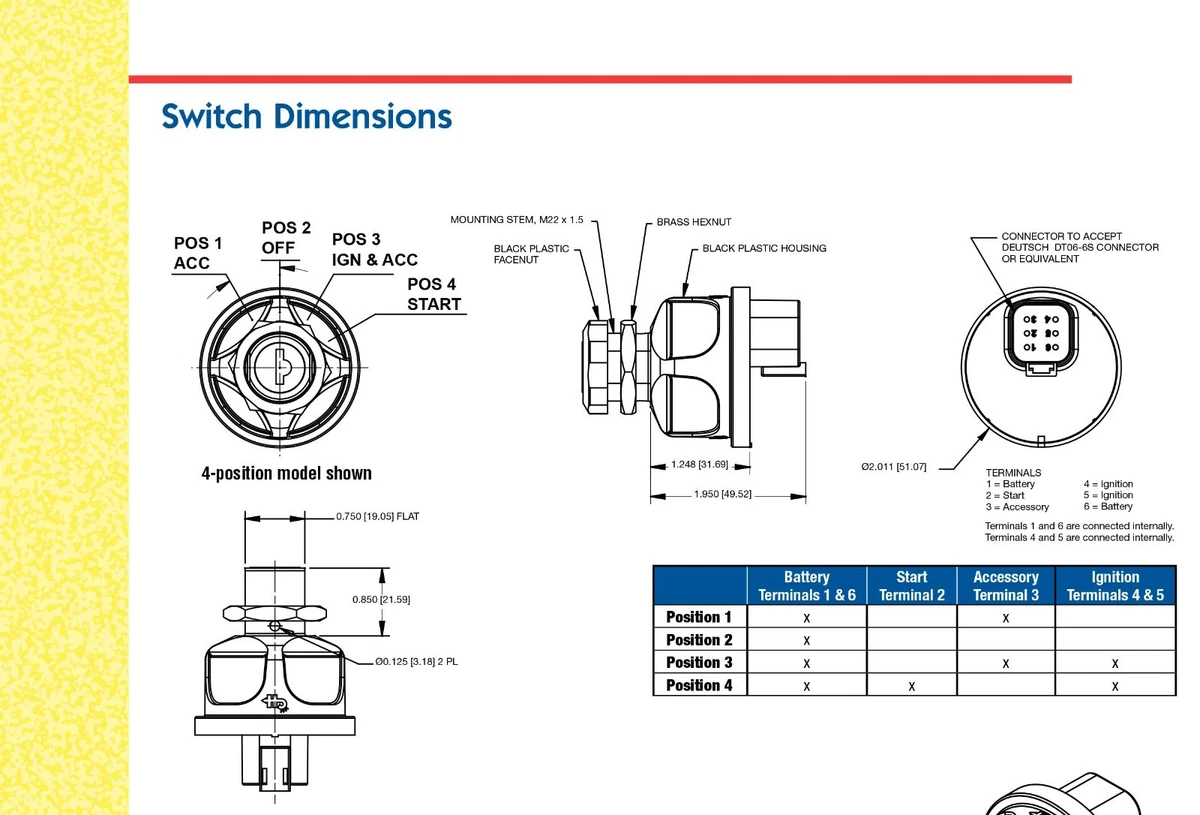 Cole Hersee 4 Position Sealed Ignition Switch-littelfuse-Original  