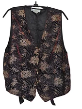 Impressions of California Vest Medium Embellished with Mini Beads Gold Floral