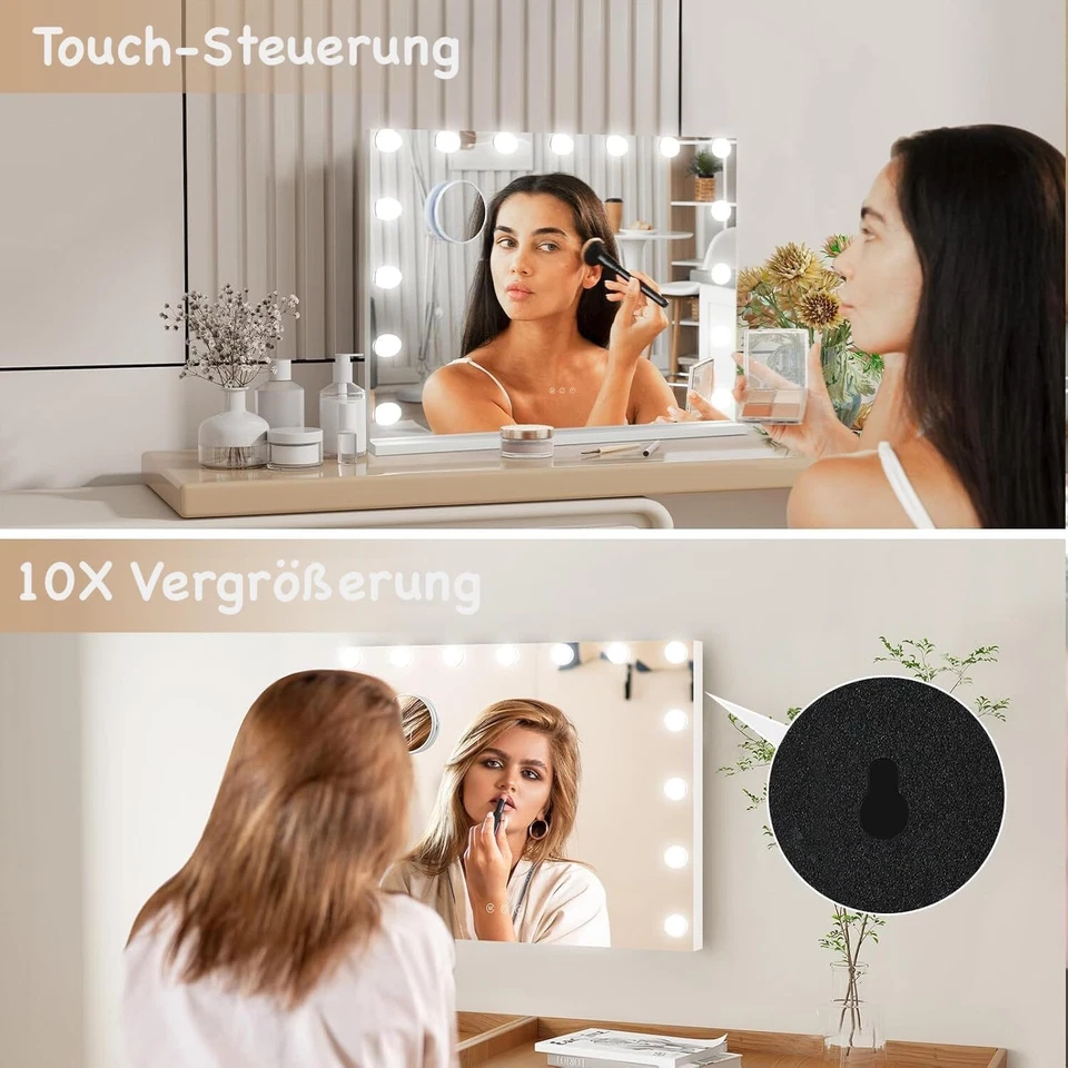 Hollywood Makeup Mirror with Lighting Vanity Mirror Table Mirror Nfdzbtzyad - Image 4 of 4