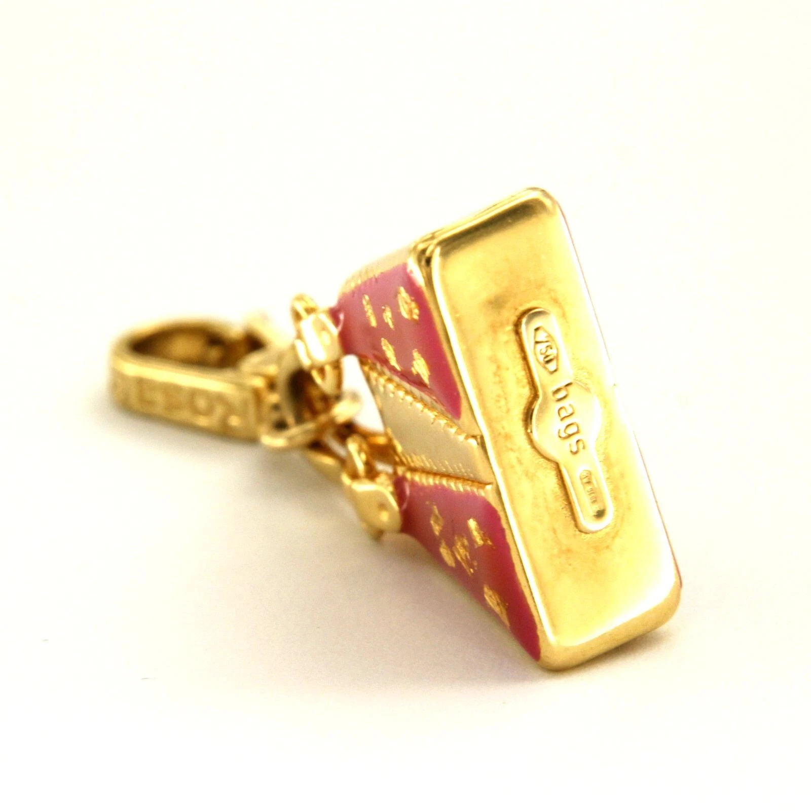 Rosato 18k charm ロサート 18カラット チャーム 18k 750 Real Yellow GOLD and ENAMEL 3d Purse Bag Rosato