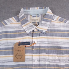 NWT Weatherproof Vintage Men's Medium Button-Down Short Sleeve Shirt Striped