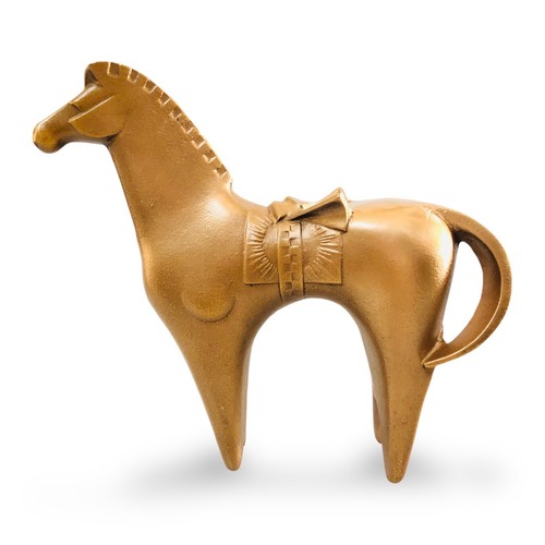 Japanese Fine Art Paperweight Sotaro Saegusa Gold Zodiac Horse Cast Iron Statue - Picture 8 of 14
