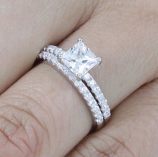 1CT Princess Engagement Ring Wedding Band Set 925 Sterling Silver 2.5-15 M6853