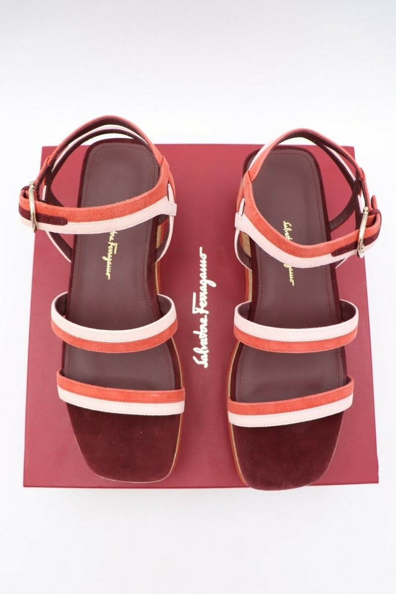 NIB Salvatore Ferragamo Mysen Suede Strap Wedge Platform