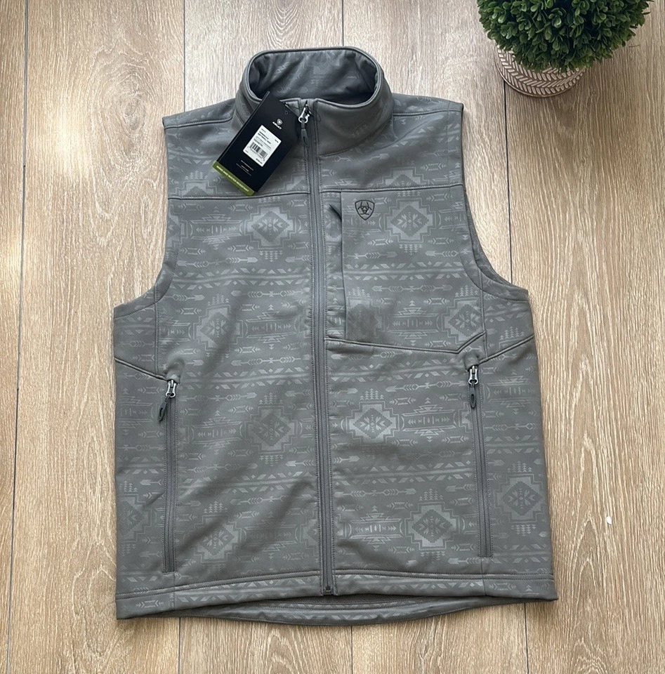 Chaleco Ariat Hombres Jetty Gris Azteca Sutil Logo Vernon 2.0 Talla M Foto 2 de 4