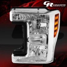 DRIVER/LEFT CHROME AMBER OE STYLE HEADLIGHT FOR 2017-2020 FORD F250 SUPER DUTY