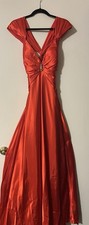 La Femme Satin Formal Prom Gown Burnt Orange Size 4