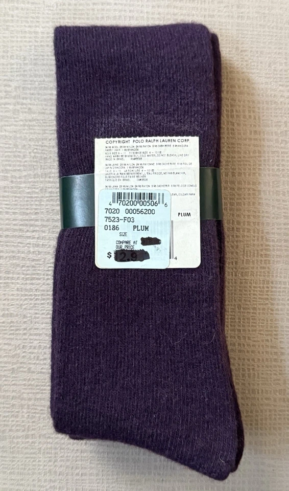 Calcetines hasta la rodilla de mujer de mezcla de lana de cachemir Lauren Ralph Lauren de colección ciruela talla 9-11 nuevos en stock Foto 3 de 4