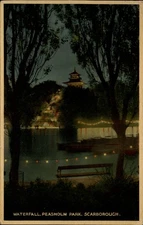 Waterfall Peasholm Park Scarborough vintage postcard o293