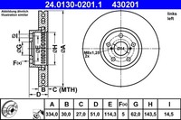 1X ATE Bremsscheibe 24.0130-0201.1 FüR Lexus RC IS GS 3 200T ARL10_ ARL10R ASC10