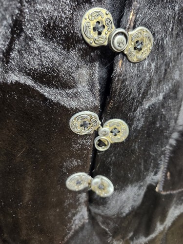 Gilet vintage in pelle di mucca nera con fodera sintetica taglia sconosciuta *ha bisogno di TLC - Foto 6 di 20
