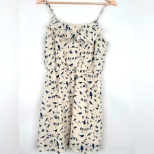Olive & Oak Cream and Navy Bird Accent Shift Dress Size Medium