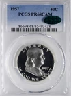 1957 Franklin Half Dollar Proof PCGS CAC PR68CAM PF 68 CAMEO Frosty Coin 50C