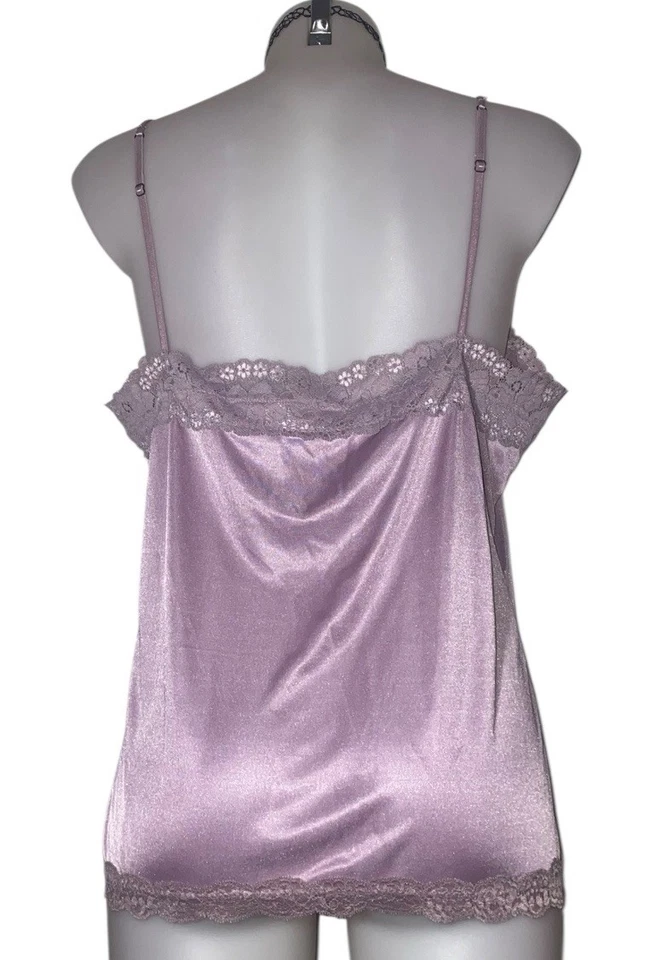 Camiseta sin mangas Y2k 90s para mujer babydoll coqueta kawaii cami púrpura con cuentas de encaje talla XL Foto 2 de 4