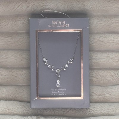 Believe by Brilliance Silver Plated Cubic Zirconia Pendant Necklace 18'' + 2''