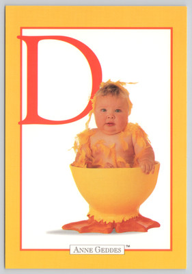 Postcard Anne Geddes Alphabet D is for Duckling Baby in Egg Cup Costume Child 95