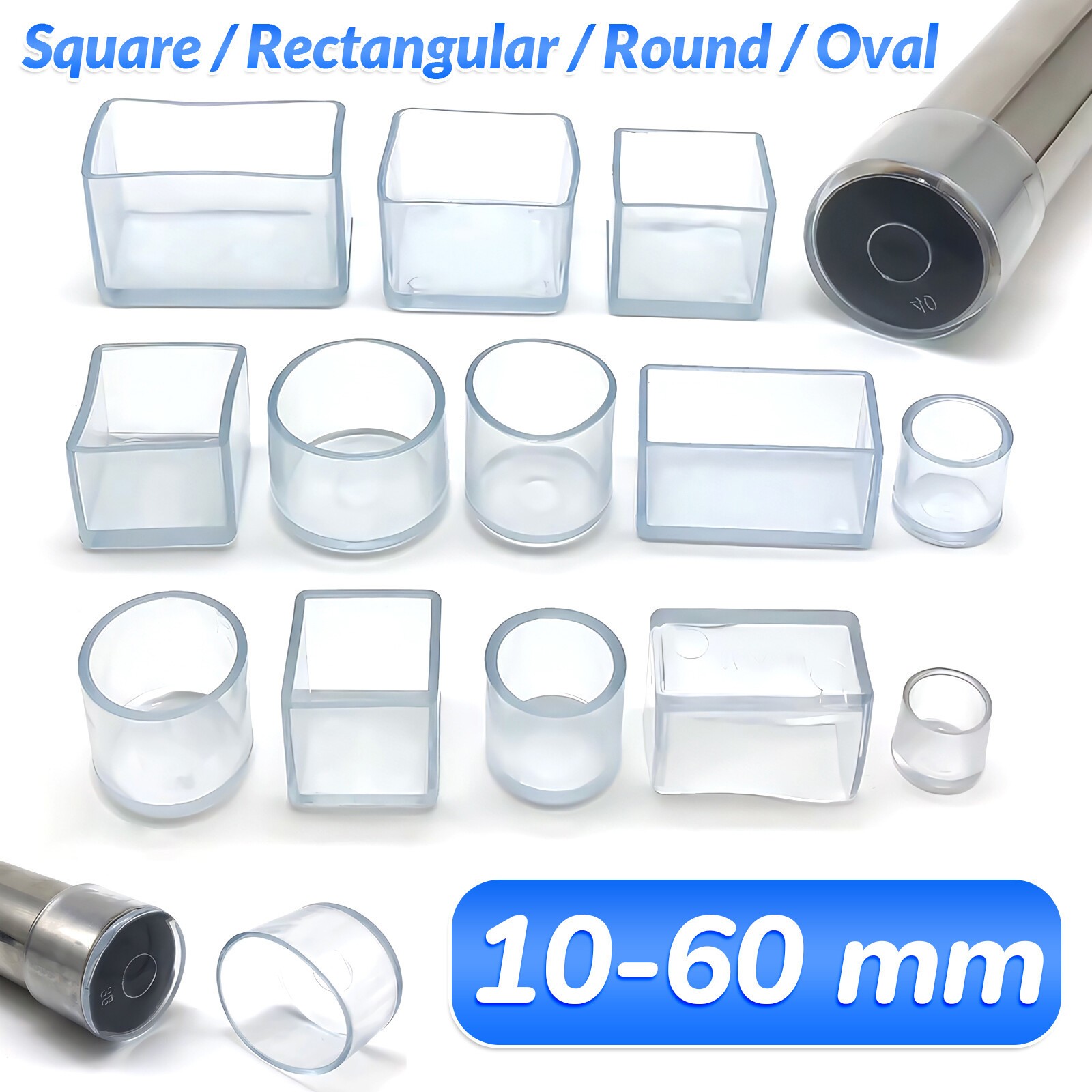 Coprigambe in gomma PVC trasparente per sedie