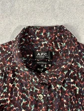 APC 100% Silk Shirt Floral Blouse Button Long Sleeve Women's Size 36, XS