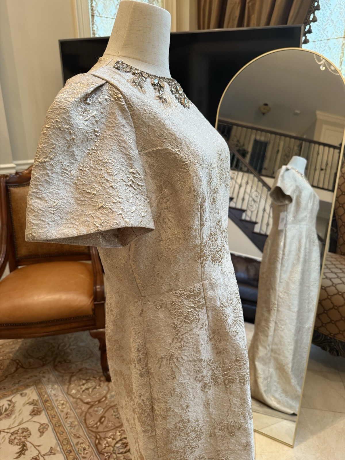 Teri Jon Rickie Freeman gold dress