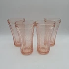 Pink Depression Madrid Pattern 6.25" Tumbler Indiana Glass 14 oz Vintage 4pc set