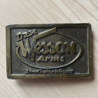 Dan Wesson Arms Proud Tradition in Firearms Vintage 1970s USA Brass Belt Buckle