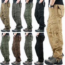 US Mens Cargo Pants Cotton Work Trousers Tactical Combat Outdoor Pant US New