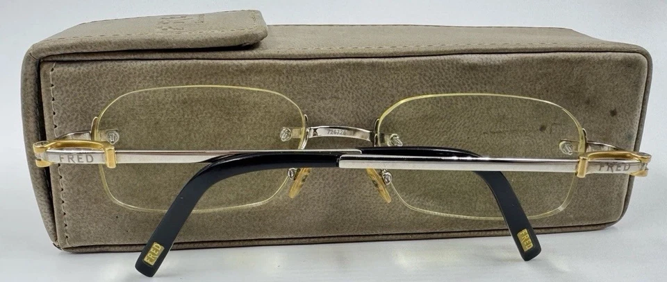Monturas de gafas vintage Fred ABERDEEN 017 platino-oro sin montura raras auténticas Foto 3 de 4