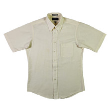 Vintage 90s Claybrooke Mens 15.5 Oxford Shirt Yellow Striped Preppy Made In USA
