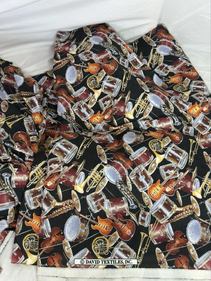 (4) Yards ~ Vintage ~ Musical Instruments Cotton Fabric David Textiles ~ *RARE* - Image 3 of 3