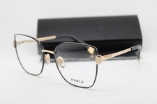 NEW FURLA VFU769 COL.0301 BLACK GOLD GUNMETAL AUTHENTIC EYEGLASSES 56-18