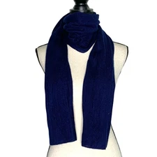 Charter Club 100% Cashmere Oversized Scarf Ribbed Admiral Navy Soft